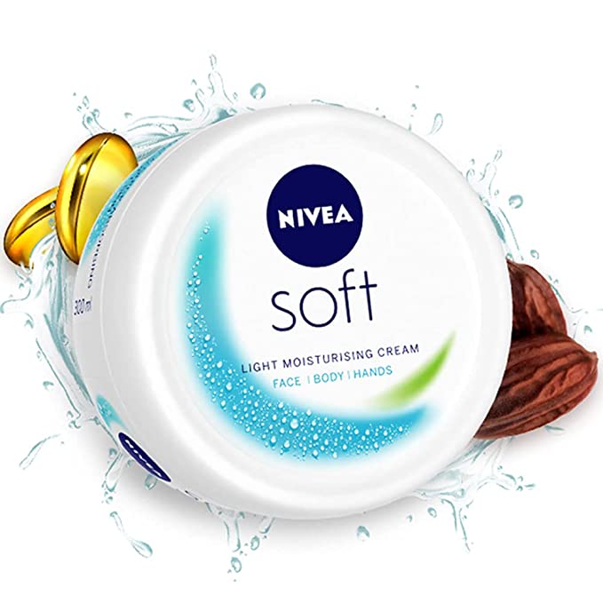 NIVEA Soft Light Moisturizer Cream, with Vitamin E & Jojoba Oil for Face, Hands and Body, 300 ml